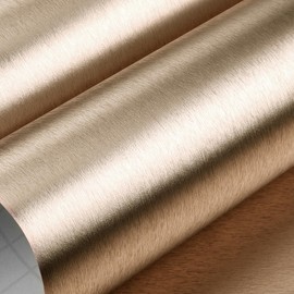 LaCheery Champagne Gold Stainless Steel Contact Paper Peel and Stick Metallic Wallpaper Gold Contact Paper for Appliances Decorative Self Adhesive Roll for Kitchen Fridge Dishwasher Cabinets 15.8"x80"