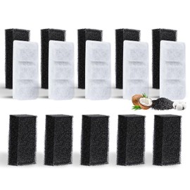 Nobleza - 15 Cat Fountain Filters, Filter for Cat Fountain, Cat Drinking Fountain Filter, Filter Drinking Fountain Cats, Removal of Contamination, 5 Activated Carbon Filters + 10 Foam Filters