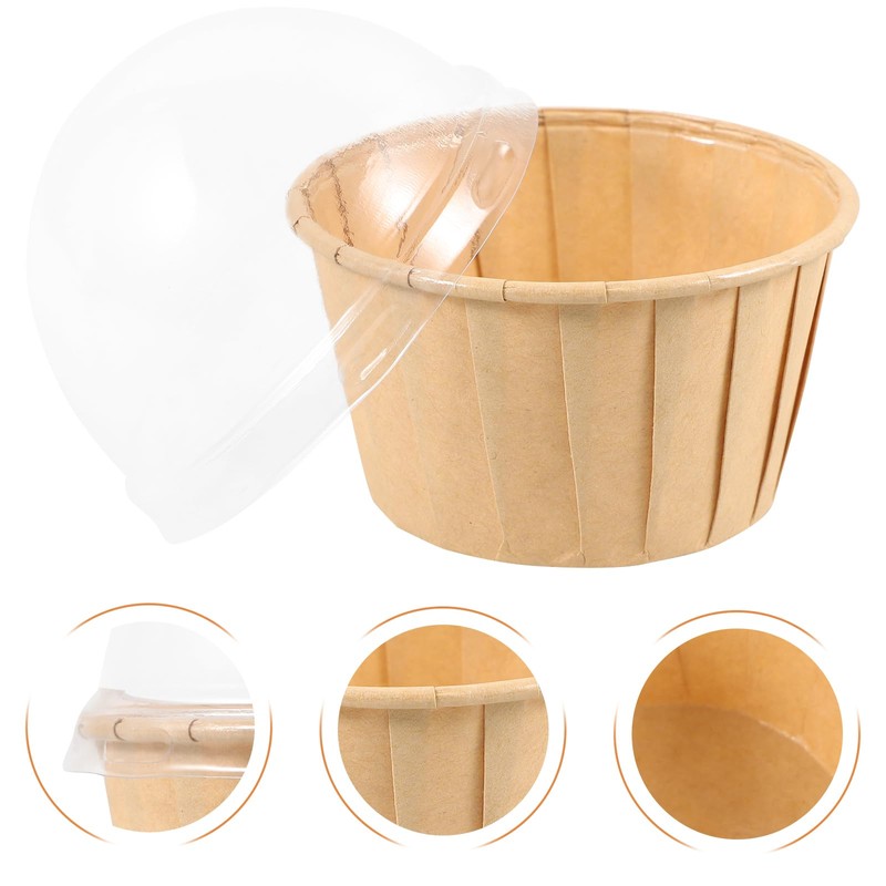 DECHOUS 50pcs Cupcake Liners with Lids Paper Cupcake Cups Mini