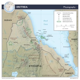 Eritrea Physical Geography Physiographic Map Country Nation Poster Print