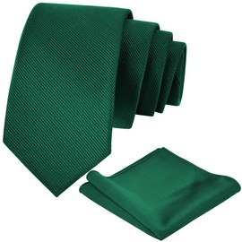 Aomig Men's Ties with Pocket Square, Slim Tie 6 cm for Men, Elegant Wedding Tie for Office or Festive Events (Green)