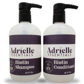 Adrielle Essentials Vanilla Ginger & Brown Sugar Scented Biotin Hair Shampoo and Conditioner Set, 16 Oz Shampoo - 16 Oz Conditioner