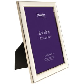 Hampton Frames STEPHANIE 8x10 (20x25cm) Silver Edged Picture Photo Frame With A White Enamel effect inlay and Glass Aperture STE99080W