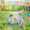 JUNEBRUSHS Happy Easter Banners for Outside, Large Long Spring Bunnies