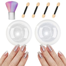 LEDSUUEI Pearl Chrome Nail Powder with Nail Duster Brush - Super Sheer Pearl Efect White Pearl Chrome Nail Powder Iridescent Aurora Mermaid Glazed Donut Chrome Nail Powder for Nails Art DIY