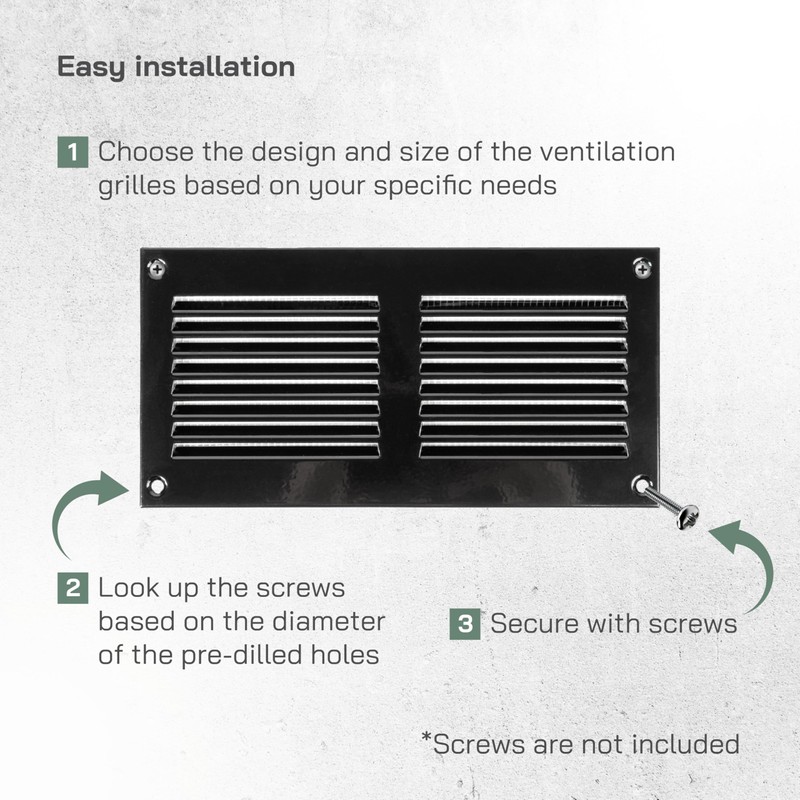 Vent Systems 20x10cm Air Vent Covers - Black - Metal