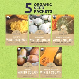 Organic Winter Squash Seeds Home Garden Variety Pack - Non-GMO USDA Certified Organic Open Pollinated Heirloom USA Seed Packets