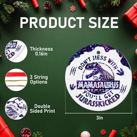 34HD Funny Mom Dinosaur Ornament Ceramic for Mom, Dinosaur Lover Ornament for Women, Cute Dino Lover Keepsake, Holiday Tree Decoration