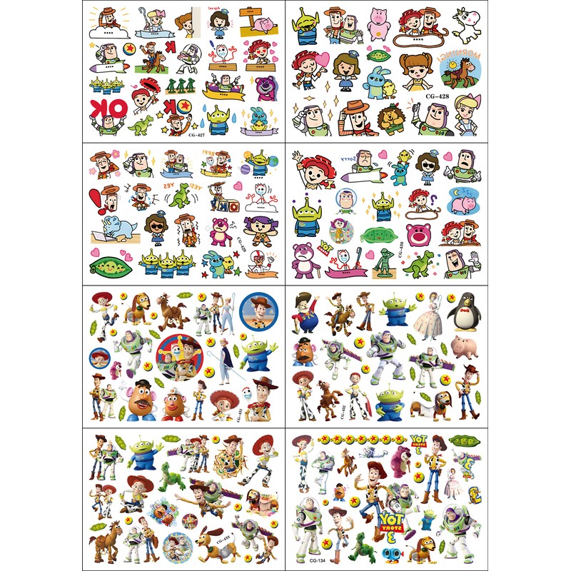 Toy Story Temporary Tattoos,8 Sheets 200+ Patterns Temporary Waterproof Removable,