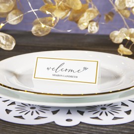 Avery® Printable Place Cards With Sure Feed Technology, 1-7/16" x 3-3/4", White With Gold Border, 150 Blank Place Cards
