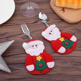 Kranich 6PCS Christmas Cutlery Bags, Christmas Knives Forks Tableware Bags Set, Pockets Knives Forks Bags for Party Christmas Decorations, 5.9''X4.72‘’(Red)