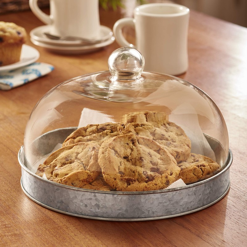 Glass Domed Serving Plate for Confectionery and Baked Goods -