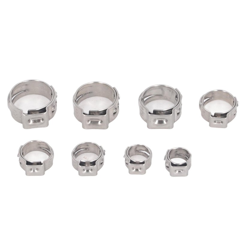 70Pcs Single Ear Hose Clamp Kit Stainless Steel Stepless 9