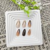 Brown Press on Nails Medium Almond Fake Nails with Leaves