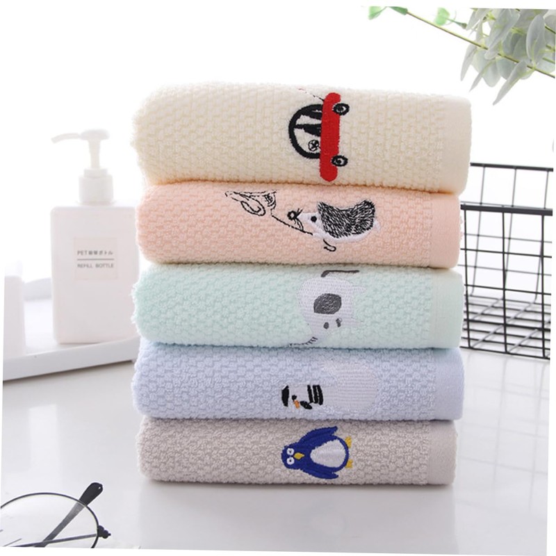 Baluue 5pcs Cotton Face Washing Towels Soft Absorbent Boy Girl