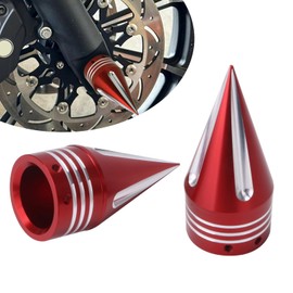 TDZ Front Axle Nut Covers 3.6" Inch Spike Front Axle Nut Covers Caps for Harley Softail Dyna Touring Street Electra Road Glide Sportster ，Red