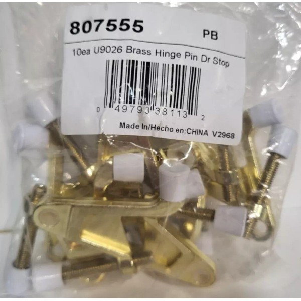 Unbranded Lot of 10 U9026 Brass Hinge Pin Door Stops
