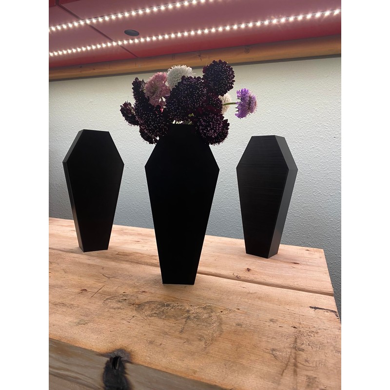 Decorative Black Coffin Shaped Flower Vase, 9 x 4 inches