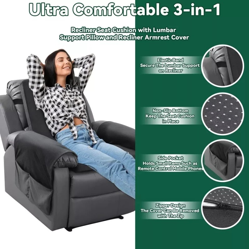 HOMBYS Recliner Chair Cushion for Elderly with Lumbar Support Pillow