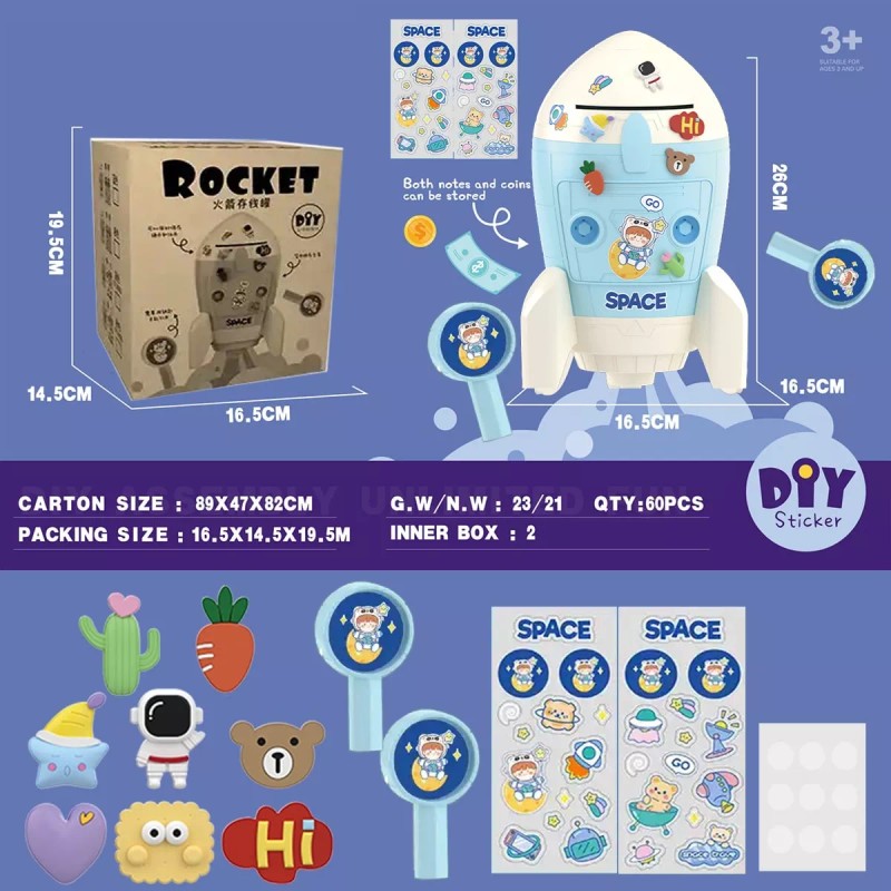 XS Alcancia De Rocket Niño Caja Fuerte Para Monedas Billetes