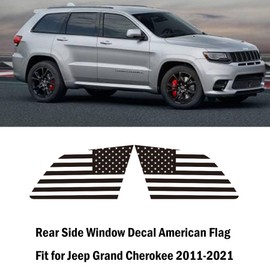 Zxiaochun Rear Side Window American Flag Decal Compatible with 2011-2015 2016 2017 2018 2019 2020 2021 Jeep Grand Cherokee Accessories, Precut Back Side Window USA Flag Vinyl Sticker(Matte Black)