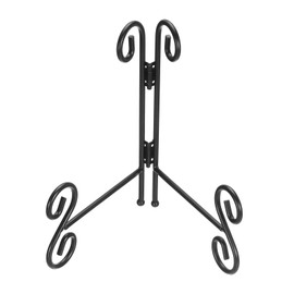 sourcing map 6 Inch Plate Stand for Display, Iron Decorative Plate Holders Folding Display Stand Easel for Books, Platter, Photo Picture Frame, Tabletop Art, Black