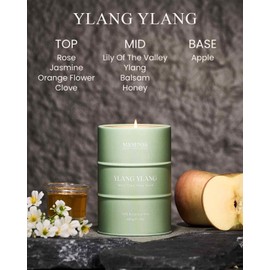 M&SENSE Ylang Ylang Scented Candles Large, Natural Soy Candles 21.2oz 120 Hour Slow Burning,Aromatherapy Candle for Stress Relief Meditation Relaxing