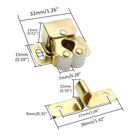 Luomorgo 24 Pack Double Roller Catch Cabinet Latches with Spear Strike for Cupboard Closet Door, Gold