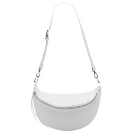 SH Leder Greta G747 Genuine Leather Women's Unisex Chest Bag for Festival Travel Medium Waist Bag Crossbody Bag Adjustable Shoulder Strap Women Leather Bag 37 x 21 cm, White, Gross, Belt bag