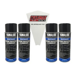 Cyclemax Four Pack compatible with Yamaha Yamalube Silicone Protectant & Lubricant ACC-SLCNS-PR-AY Contains Four Cans and a Funnel
