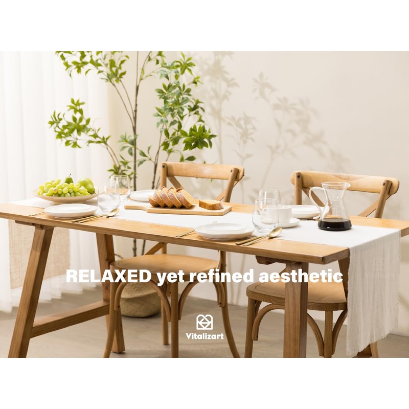Vitalizart Beige Table Runner 14 x 90 Inches Long Slub