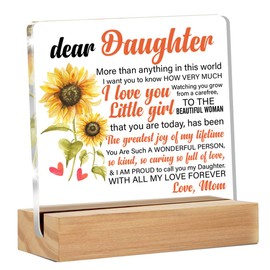 Daughter Gifts From Mom, Gifts for Daughter Birthday Christmas, Sunflower Clear Acrylic Desk Decorative Sign for Home Decor, 4 x 4 Inches