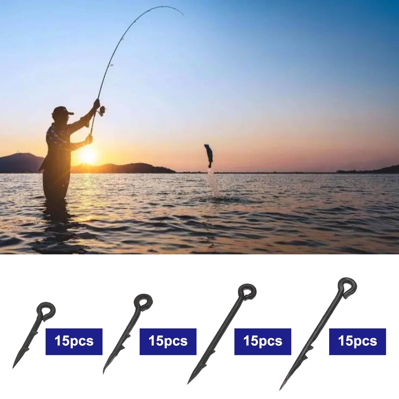 ECSiNG 60pcs Metal Bait Spike Carp Fishing Hook Fishing Hooks