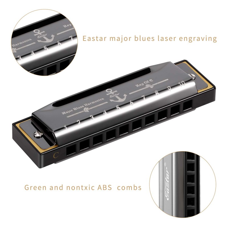 Eastar Major Blues Diatonic Harmonica 10 Holes C Key Beginners