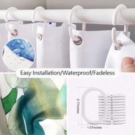 MMHJFANG Outdoor Shower Curtain Garden Flower Arch Door, Blue and Pink Bathroom Curtains with 12 Hooks, Country Style Waterproof Garden Curtain 71x71