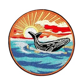 Generic 3.5"" Whale Iron On Patch | Blue Whale Applique Embroidered Patches Iron On/Sew On | Sea Ocean Iron On Patches for Holes, Clothing, Dress, Jeans, Hat, Backpacks, Clothes