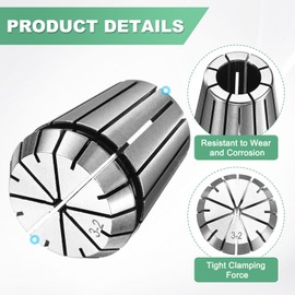 M METERXITY ER32 Spring Collet, 40Cr Steel Spring Collet Chuck 3mm Clamping Diameter for CNC Engraving Machine/Lathe Milling Tool [Silver,1.6x1.3/ 40x33mm]