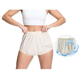 Women's Plastic Pants for Adult Diapers Incontinence Waterproof Cloth Diaper Cover Leakproof Rubber Underwear Alternative (Beige, M)