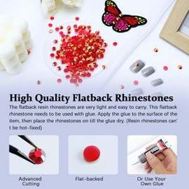 Briskbloom 3000PCS 3mm Resin Flatback Rhinestone, Red/Siam AB Color Flatback Jelly Resin Rhinestones for Mugs, Bottles, Tumblers, Craft Decoration, Loose Bling Glitter Diamond Stone