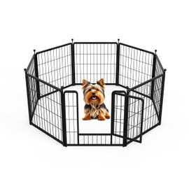 Dog Playpen 24 Inch 8 Panels, Heavy Duty Metal Pet Playpen Indoor Outdoor for Camping, Yard, RV, Garden Fence, Privacy Patio, Black