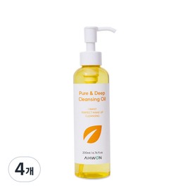 Ahwon Blackhead Sebum Care Vegan Hypoallergenic Cleansing Oil Without Eye Stinging, 4 Pieces, 200ml / 아원 블랙헤드 피지케어 눈시림 없는 비건 저자극 클렌징오일, 4개, 200ml