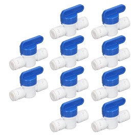 10Pcs Inline Ball Valve Quick Connect Fitting Accessory 1/4 Inch OD Mini Water Tube Shut Off Switch for Water Purifier