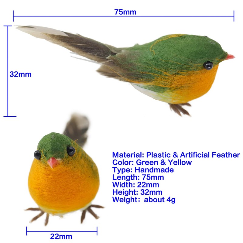 Casoter Handmade Simulated Robin Bird for Home Furnishings, Small Bird