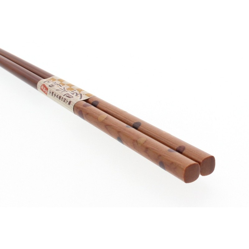 Chopsticks Pair Wood Craft Polka Dot Wood (Natural Wood) Tip,