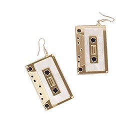 Personality Cassette Tape Dangle Earrings Acrylic Punk Funny Earrings for Women-Gold
