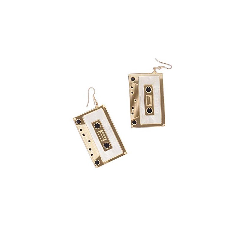 Personality Cassette Tape Dangle Earrings Acrylic Punk Funny Earrings for