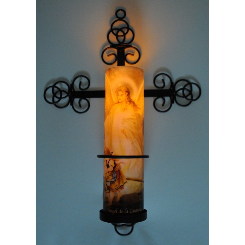 Trinity Cross Bronze Wall Sconce with Candle Safety Guard Ring