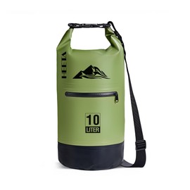 HEETA Waterproof Dry Bag Backpack with Zippered Pocket (Green, 10L)