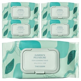 The Saem Garden Pleasure Cica Cleansing Tissue, 100 sheets, 5 pcs / 더샘 가든 플레져 시카 클렌징 티슈, 100매입, 5개