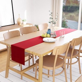 Encasa Homes Table Runner 13x120 in Long | Cotton Canvas Fabric | Deep Red Solid Color | Machine Washable & Durable